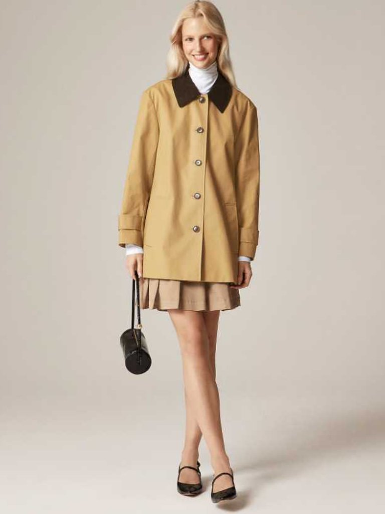 New Xl J.Crew Barn Jacket In Cotton Canvas With Corduroy Collar In Honey Brown